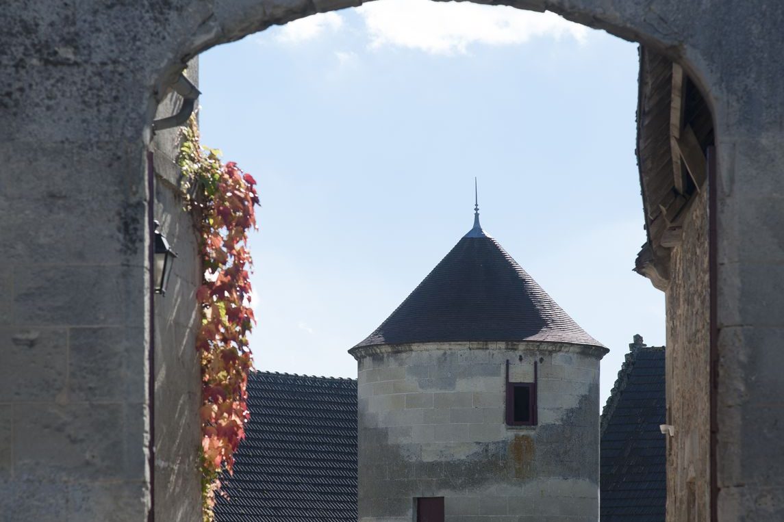 Le pigeonnier encadré par l’arche de pierre
